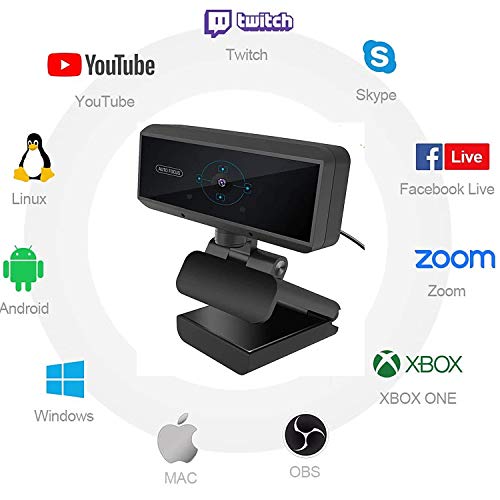 Webcam with Microphone, 5 Megapixel, Auto Focus, HD 1080P USB Webcam, Plug and Play, Web Camera for Computers PC Desktop, Webcam for Video Calling, Recording, Conferencing, Streaming, Online Courses