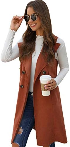 SheIn Women's Double Breasted Long Vest Jacket Casual Sleeveless Pocket Outerwear Longline 3 SheIn Women's Double Breasted Long Vest Jacket Casual Sleeveless Pocket Outerwear Longline