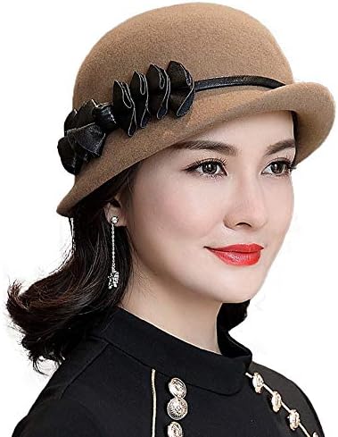 Fadves ウール帽子 フェルトハット 秋冬 レディース ハット ベレー帽 女優帽 ボーラーハット 小顔効果 蝶結び飾り エレガント フォーマル 安値 サイズ調整可 結婚式 普段使い クラシック