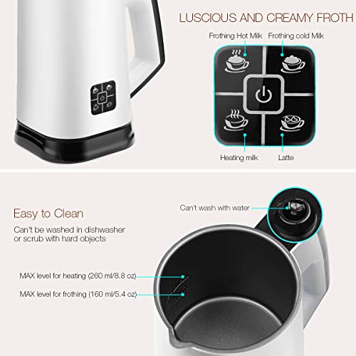 CUSIBOX Milk Frother, Electric Foam Machine, Automatic Hot and Cold Milk Steamer for Coffee, Cappuccino and Macchiato (White), stylish and easy to operate, MF003 - Thumbnail 2
