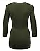 LL WT1255 Women's Deep V Neck 3/4 Sleeve Slim Fitted T-Shirt Casual Cross Surplice Wrap Tops XXL Olive