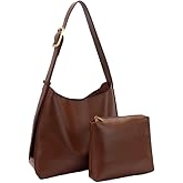 PU Leather Shoulder Bag for Women, Designger Tote Bag, Retro Large Vegan Tote Purse with Wallet