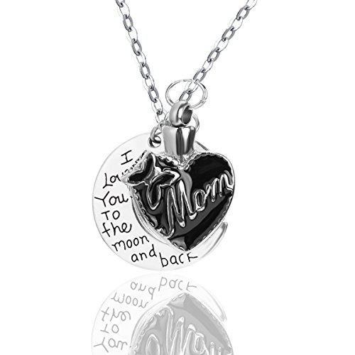 ZARABE Mom Bow Heart Urn Necklace Cremation Jewelry