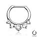Pierced Owl 16GA Stainless Steel Five Pronged CZ Crystals Septum Clicker Ring (Clear)
