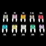 Foxnovo 60pcs Assorted Auto Car Truck Mini Blade Fuses 2A 3A 5A 7.5A 10A 15A 20A 25A 30A 35A AMP - Size S