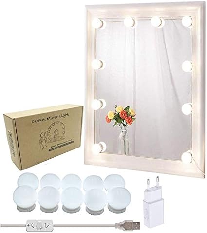 caxmtu vanity kit de luz led para espejo de maquillaje hollywood con 10 bombillas regulables espejo no incluye