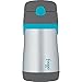 Thermos Foogo Vacuum Insulated Stainless Steel 10-Ounce Straw Bottle, Charcoal/Teal