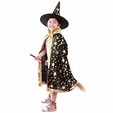 Halloween Costumes Witch Wizard Cloak with Hat Wizard Cape and Hat Child's Costume for Kids Boys Girls