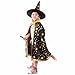 Colorful Witch Wizard Kids Cloak Cape Hat Sets Halloween party Customs(Black)