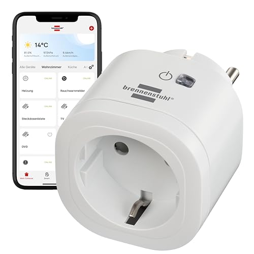 Brennenstuhl Connect WLAN Steckdose WA 3000 XS01 (WIFI Steckdose 2.4 GHz kompatibel mit Alexa und Google Assistant, kein Hub erforderlich, smarte Steckdose mit Zeitschaltuhr, kostenlose App)