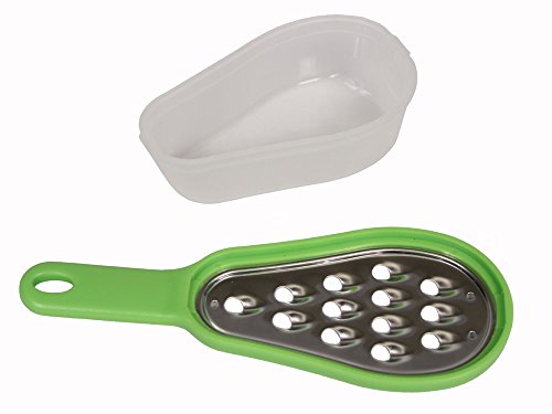 Premium Cheese Grater and Slicer with Storage Cup Set | Super Sharp Stainless Steel Blades | Easy to Grip Handle and Attached Convenient Storage Cup | Variety Bundle Set of 4 Different Blades and Cups