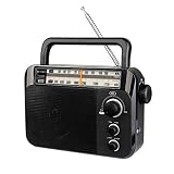 Retekess TR604 AM FM Radio Portable Transistor Analog Radio with 3.5mm Earphone Jack Battery Operated by 3 D Cell Batteries or AC Power(Black)
