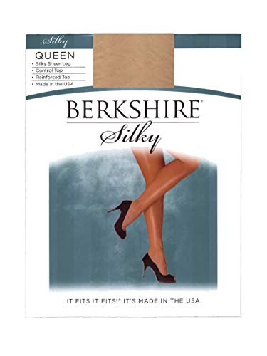 Berkshire Women's Plus-Size Queen Silky Sheer Control Top Pantyhose 4489,Nude,1X-2X