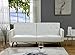Jolene Tufted Split Back Futon, Mid Century Modern Convertible Sofa Bed for Small Rooms, Faux Leather Couch with Elegant Design, Perfect for Your Modern Living Room or Guest Room - White, Faux Leather