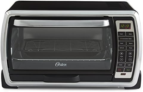 Oster Large Digital Countertop Convection Toaster Oven, 6 Slice, Black/Polished Stainless (TSSTTVMNDG-SHP-2)