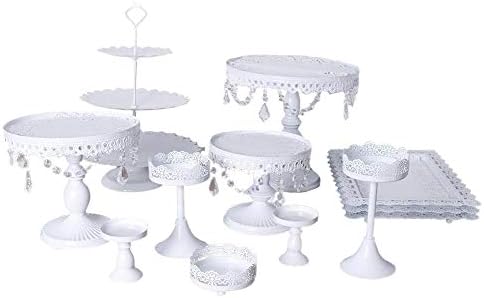Heoolstranger 12pcs Cake Stand Set, 3 Tier Dessert Tray Cupcake Holder For Dessert Muffin Sandwiches Afternoon Tea Party Birthday Wedding Engagement (White | Gold)