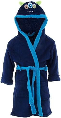 American Hero Little Boys' Navy Three Eyed Monster Hooded Bathrobe 5-6