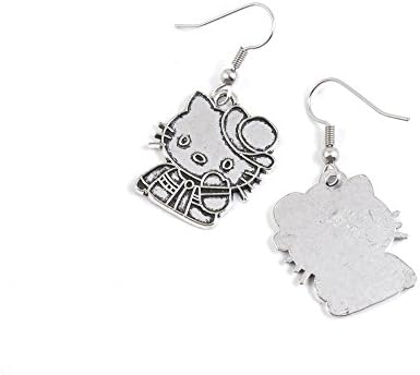 100 Pairs Jewelry Making Antique Silver Tone Earring Supplies Hooks Findings Charms L4GA0 Hello Kitty