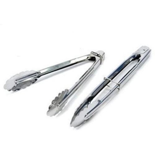 Balance World Inc 2 x Stainless Steel Salad Tongs BBQ Kitchen Cooking Food Clip Serving Utensil