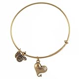 Alex and Ani Cupid's Heart Charm Bangle Russian Gold, A09EB135RG
