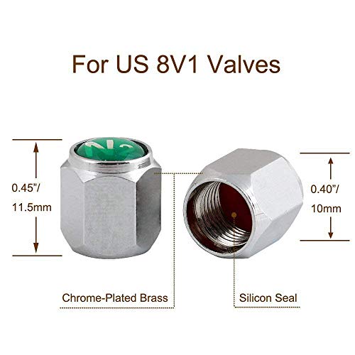 image for GODESON Hexagon Tire Valve Stem Caps with N2 Nitrogen Sign，Chrome Pl