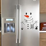 Christmas Snowman Wall Refrigerator Stickers, Cute Sticker Fridge Happy Snowman Kitchen Fridge Wall Refrigerator Vinyl Stickers Art DIY Wall Decal Home Decor (C)