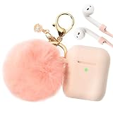 Airpods Case, Filoto Airpod Case Cover for Apple Airpods 2&1 Charging Case, Cute AirPods Silicon Case with Airpods Accessories Keychain/Skin/Pompom/Strap 2019 Summer Series (Cividini Spring Pink)
