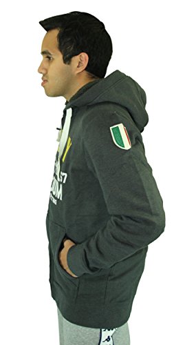 Kappa Slim Fit Italian Designer's Mens Charcoal Rugby Fleece Zip Hoody Winter Jacket (Charcoal, XXL)