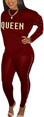 Women 2 Piece Outfits Tracksuit Mock Neck Rivet Sweatshirt and Skinny Long Pants Set Sweatsuit