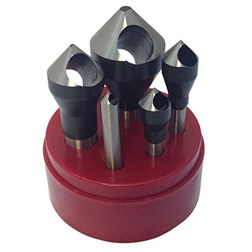 5 PC HSS Countersinks & Deburring Tool Set Straight Shank 82 Degree 1/