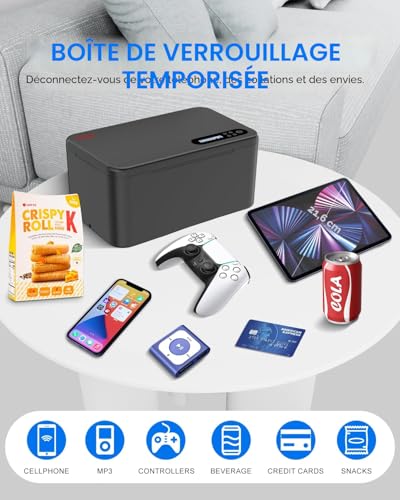 iDiskk Safe Timed Lock Box, Phone Lock Box with Timer, Disconnect Phones, Standard Self-Controlled Timer Lock Box -Black