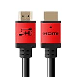 SHD HDMI Cable 50Feet High Speed HDMI Cord 2.0V UHD 18Gbps Support 4K 3D 1080P Ethernet Audio Return CL3 Rated Gold Plated Connectors Black Cable and Red Metal Shell