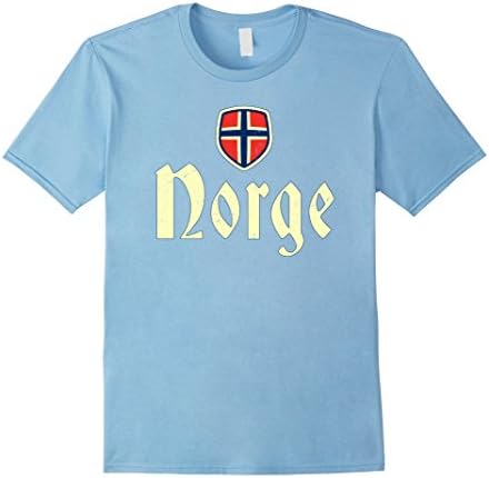 Men's NORGE T-shirt Norwegian Pride Norway Flag Soccer Football XL Baby Blue