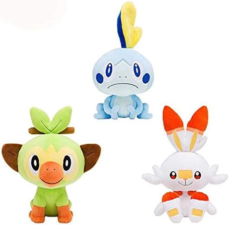 jgzwl Plush toy3pcs/set Sword Shield Gosanke Sobble Grookey Scorbunny Plush Toys Monkey Rabbit Cartoon Game Dolls For Kids Children Gift