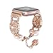 FOHUAS Compatible for Fitbit Versa Band, Adjustable Handmade Pearl Bling Rhinestone Dressy Bracelet Women Girl Wristband with Essential Oil/Perfume Storage Pendant for Fitbit Versa (Rose Gold)