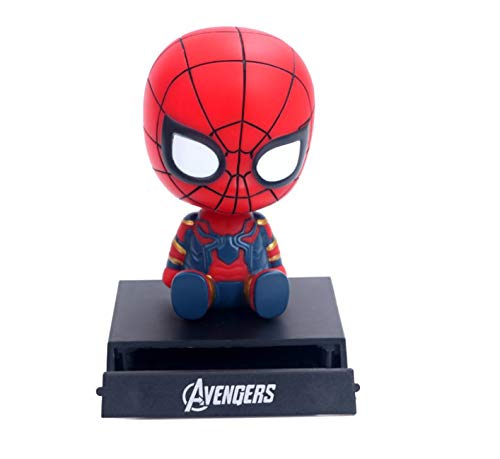 Cell Phone Holder PVC Bobble Head Figure Car Dashboard Office Home Accessories Ultra Detail Doll (Avengers Spider Man) - Thumbnail 6