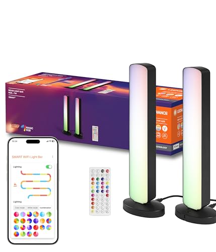 LEDVANCE SMART+ WIFI Lampada da terra a LED, piccola, nera, 2x 2,5W, 2x 480lm,luce bianca e colorata regolabile,dimmerabile,funzione fai da te e ritmo musicale,controllabile tramite app,2700-6500K