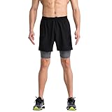 2-Fitness Men's 4 inch Training Short, 2 in 1 Shorts