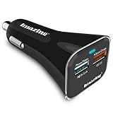 Qualcomm Quick Charge 3.0 2-port USB Car Charger , QC3.0 + 2.1A Total 28W 5A , for Samsung Galaxy S7/S6/S6 Edge, iPhone, iPad, LG , Nexus, HTC, Sony and more (Black)