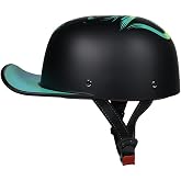Woljay Vintage Open Face Motorcycle Helmet Baseball Cap Half Helmets Retro Men Women for Chopper Cruiser Street Scooter Moped Cap Jet - DOT Certified
