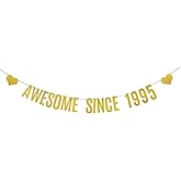 WEIANDBO Gold Glitter Banner for 30th Birthday Party Decorations Supplies,Pre-Strung, Glitter Gold Paper Garlands Banner Bunting Sign Photo Props,Awesome Since 1995
