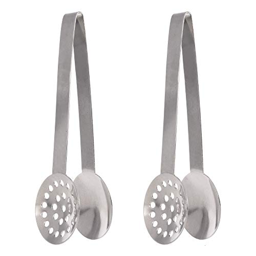 Tea Bag Squeezer, 2pcs Stainless Steel Tea Squeeze Pliers Round Holder Long Handle Tea Filter Mini Sugar Clip Kitchen Tools Silver