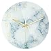 PATGO Glass Marbling Silent Wall Clock for Living Room Decor, 12 Inch Modern Marble Non Ticking Decorations for Aesthetic Bedroom and Office(Battery Operated)