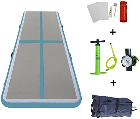 Inflatable Air Floor Gymnastics Track Mat Tumbling Training Mat with UPGRADED Hand Pump for Home Gym School (Color 5)