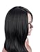 Kalyss Long Wavy Curly Black 1B Yaki Synthetic Wig for Women Side L Parting Heat Resistant Premium Human-Hair-Like Sheen Natural Looking Full Thick Women's Hair Replacement Wig,24 Inches