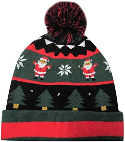 Succper Christmas hat LED Light Up Hat Beanie Knit Cap, Colorful Lights Xmas Beanie Unisex Winter Snow Sweater Ugly Holiday Party Cap