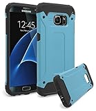 Galaxy S7 Edge Case, Bastex Slim Fit Hybrid Heavy Duty Protection Black Rubber Silicone Cover Sky Blue Hard Plastic Case for Samsung Galaxy S7 Edge (Blue/Black)