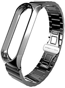 RGBIWCO - Metal Stainless Steel Watch Band, Watchband Wrist Strap Bracelet Replacement for Xiaomi Mi Band 4 Strap Compatible Bracelet Miband 3 Wristbands Pulseira Mi Band3
