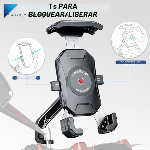 WACCET Mobile Phone Holder 360° Rotation Motorcycle Phone Holder Durable Anti Vibration Mobile Phone Holder Scooter Rearview Mobile Phone Holder for Mobile 4-7 Inch (Black)