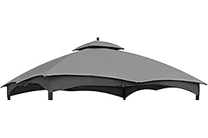 CoastShade Patio 10X12 Replacement Canopy Roof for Lowe's Allen Roth 10X12 Gazebo Backyard Double Top Gazebo #GF-12S004B-1（Gray）